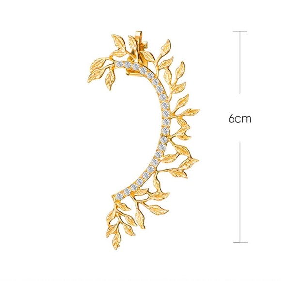 Dainty Crystal Leaves Wrap, Delicate Left Ear Wrap - Picture 5 of 5